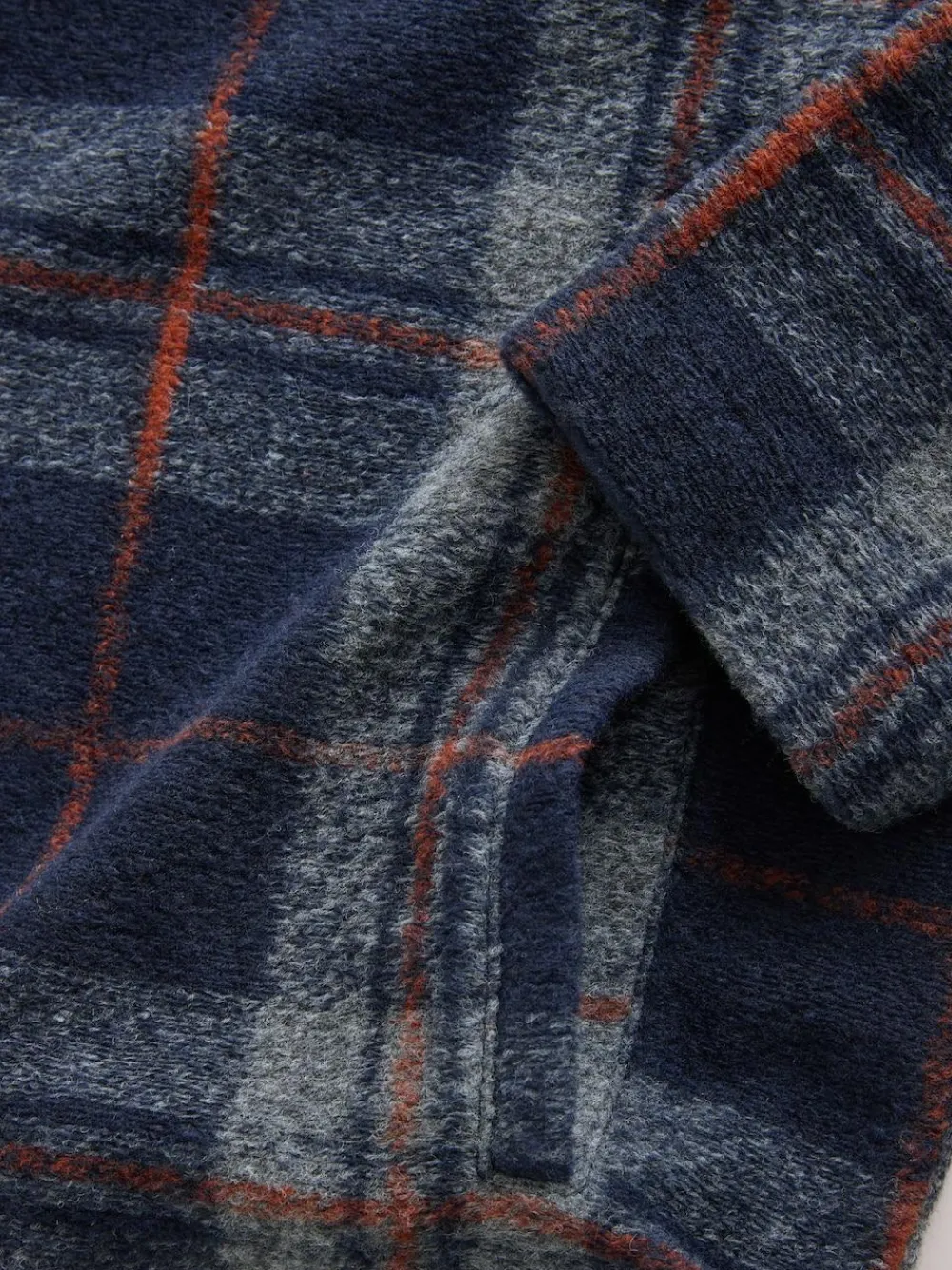 Hot Next Full Zip Funnel Neck Fleece Brown Check