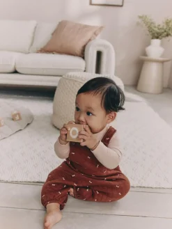 New Next Brown Cherry Quilted Dungaree and Bodysuit Baby 2 Piece Set (0mths-3yrs)