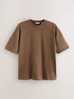 Next Brown Chocolate Relaxed Fit Heavyweight T-Shirt^ Tops & T-Shirts