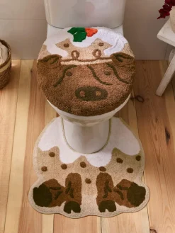 Next Brown Christmas Hamish The Highland Cow 100% Cotton Pedestal Set^ Towels & Bathmats