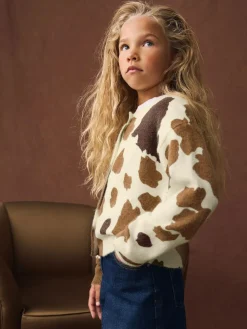 Sale Next Brown Cow Print Cardigan (3-16yrs)