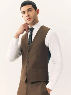 Best Next Flannel Suit Waistcoat Brown