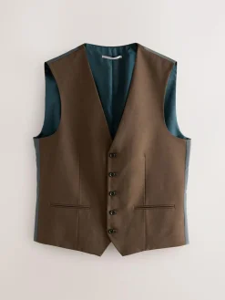 Best Next Flannel Suit Waistcoat Brown
