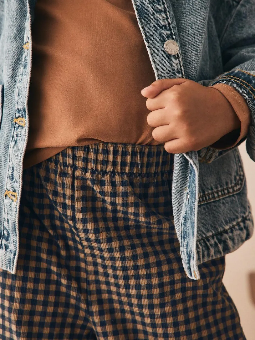 Next Brown Gingham Pullon Cord Trousers (3-16yrs)^ Nightwear|Pants & Leggings