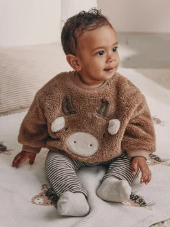 Best Next Brown Hamish Fleece Baby Sweat and Legging Set (0mths-2yrs)