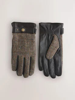 Next Harris Tweed And Leather Gloves^ Hats, Gloves & Scarves|Hats, Scarves & Gloves