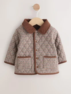 Hot Next Baby Quilted Cord Collar Jacket (0mths-2yrs) Brown Heritage Check
