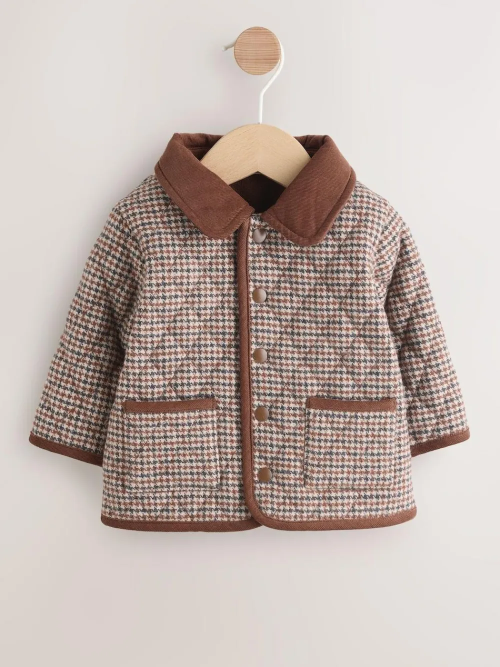 Hot Next Baby Quilted Cord Collar Jacket (0mths-2yrs) Brown Heritage Check