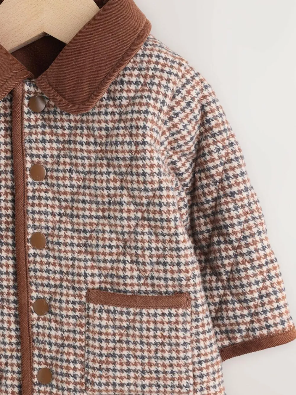 Hot Next Baby Quilted Cord Collar Jacket (0mths-2yrs) Brown Heritage Check