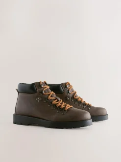 Next Brown Leather Hiker Style Boots^ Boots|Boots