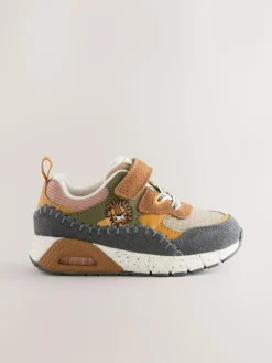 Next Brown Lion Standard Fit (F) Elastic Lace Trainers^BOY Sneakers|Sneakers