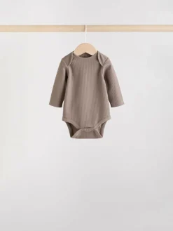Next Brown Long Sleeve Baby Bodysuits 5 Pack^BOY Multipacks|Bodysuits & Vests