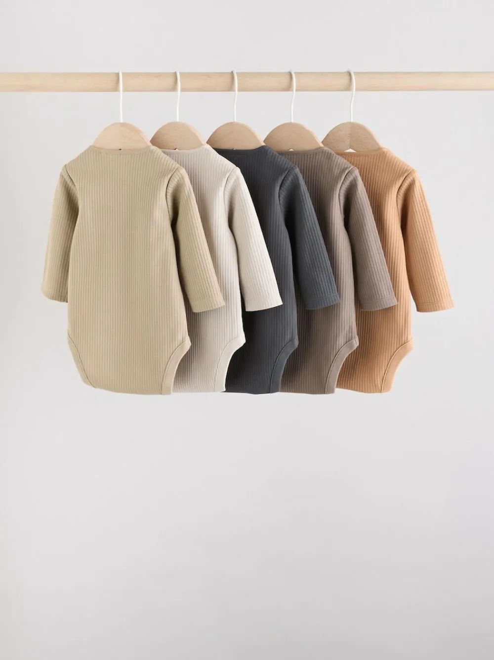 Next Brown Long Sleeve Baby Bodysuits 5 Pack^BOY Multipacks|Bodysuits & Vests