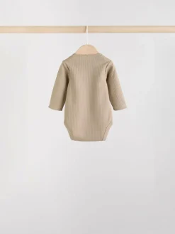 Next Brown Long Sleeve Baby Bodysuits 5 Pack^BOY Multipacks|Bodysuits & Vests