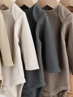 Next Brown Long Sleeve Baby Bodysuits 5 Pack^BOY Multipacks|Bodysuits & Vests