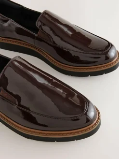 Sale Next Standard/Wide Fit Forever Comfort® Slip On Clean Chunky Sole Loafers Brown Patent