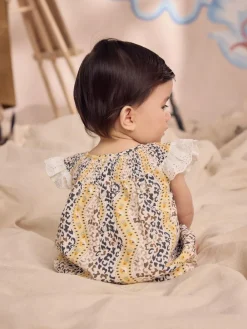 Next 100% Cotton Printed Baby Broderie Romper^ Rompers & Overalls