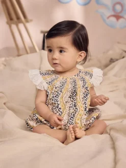 Next 100% Cotton Printed Baby Broderie Romper^ Rompers & Overalls