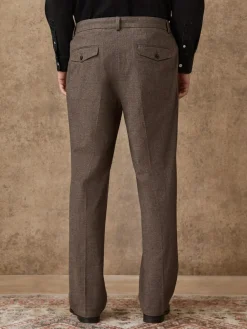 Next Regular Fit Smart Brushed Cotton Textured Trousers^ Pants & Chinos