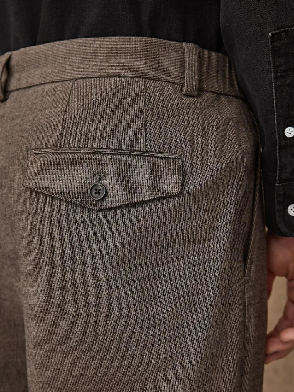 Next Regular Fit Smart Brushed Cotton Textured Trousers^ Pants & Chinos