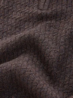 Sale Next Regular Fit Textured Quarter Zip Neck Jumper Brown