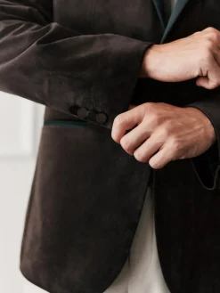 Sale Next Regular Fit Velvet Blazer Brown