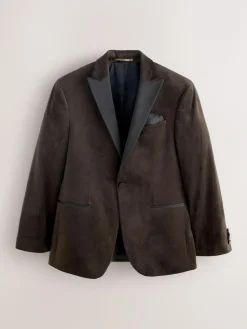 Sale Next Regular Fit Velvet Blazer Brown