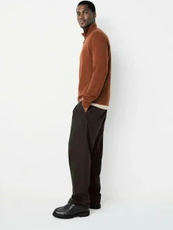 Outlet Next Relaxed Tapered Fit Twin Pleated Stretch Chinos Trousers Brown