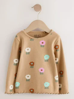 Next Brown Rib Long Sleeve T-Shirt (3mths-7yrs)^ Cosy Club