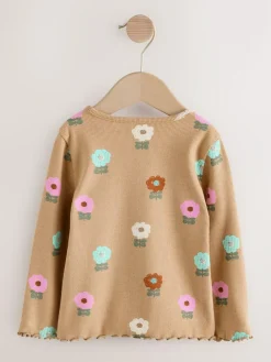 Next Brown Rib Long Sleeve T-Shirt (3mths-7yrs)^ Cosy Club