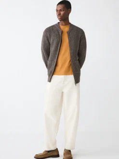 Next Rib Texture Zip Through Cardigan with Wool^ Knitwear|Knitwear