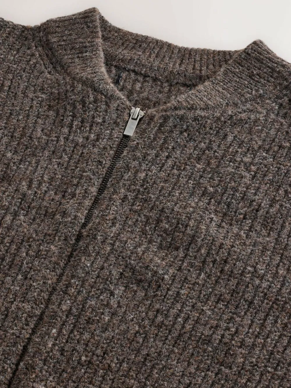 Next Rib Texture Zip Through Cardigan with Wool^ Knitwear|Knitwear