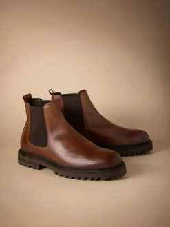 Next Brown Signature Leather Chelsea Boots