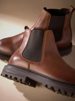 Next Brown Signature Leather Chelsea Boots