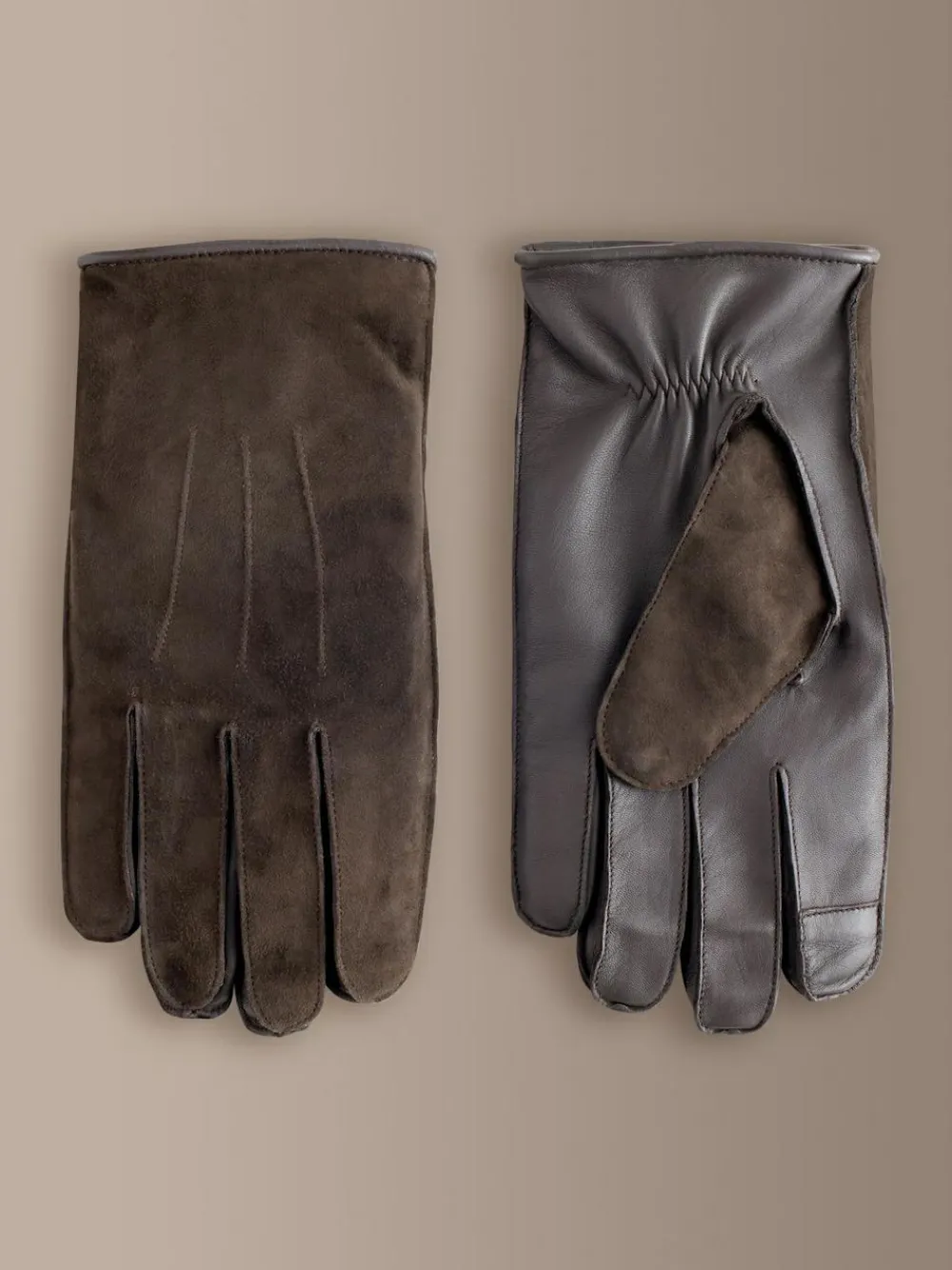 Hot Next Brown Signature Suede Gloves