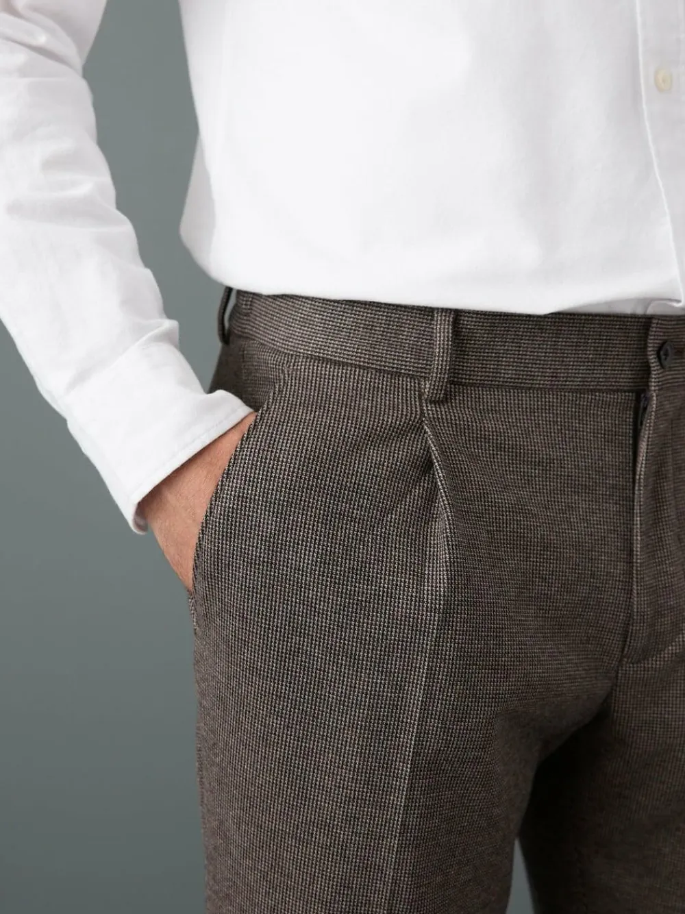 Next Slim Fit Smart Elasticated Back Textured Trousers with Stretch^ Pants & Chinos