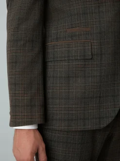 Online Next Brown Slim Fit Trimmed Check Suit Jacket