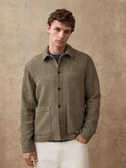 Outlet Next Brown Smart Textured Twill Chore Jacket With Wool