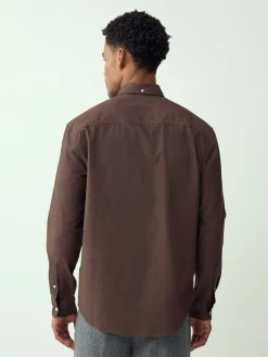 New Next Brown Soft Touch Oxford Long Sleeve Shirt