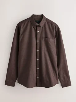 New Next Brown Soft Touch Oxford Long Sleeve Shirt