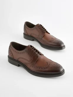 Clearance Next Standard Fit Leather Derby Brogues Brown