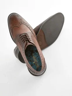 Clearance Next Standard Fit Leather Derby Brogues Brown