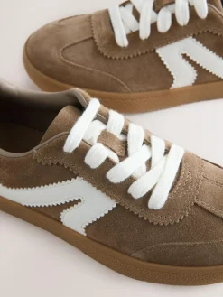 New Next Brown Suede Standard Fit (F) Retro Trainers