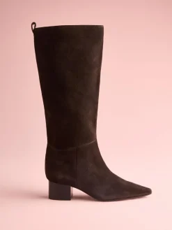 Hot Next Tabitha Simmons x Cassidy Knee High Block Heel Boots Brown Suede