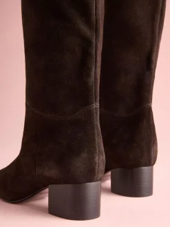 Hot Next Tabitha Simmons x Cassidy Knee High Block Heel Boots Brown Suede