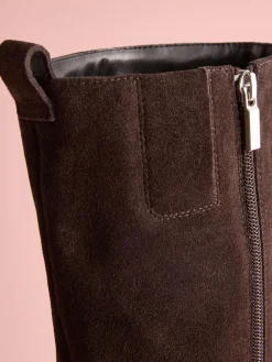 Hot Next Tabitha Simmons x Cassidy Knee High Block Heel Boots Brown Suede