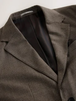 Online Next Brown Tailored Fit Wool Blend Puppy Tooth Texture Suit Jacket