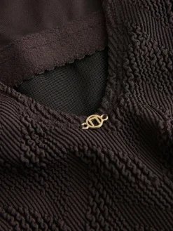 Next Brown Textured Scoop Neck Tummy Control Swimsuit^Women Swimwear