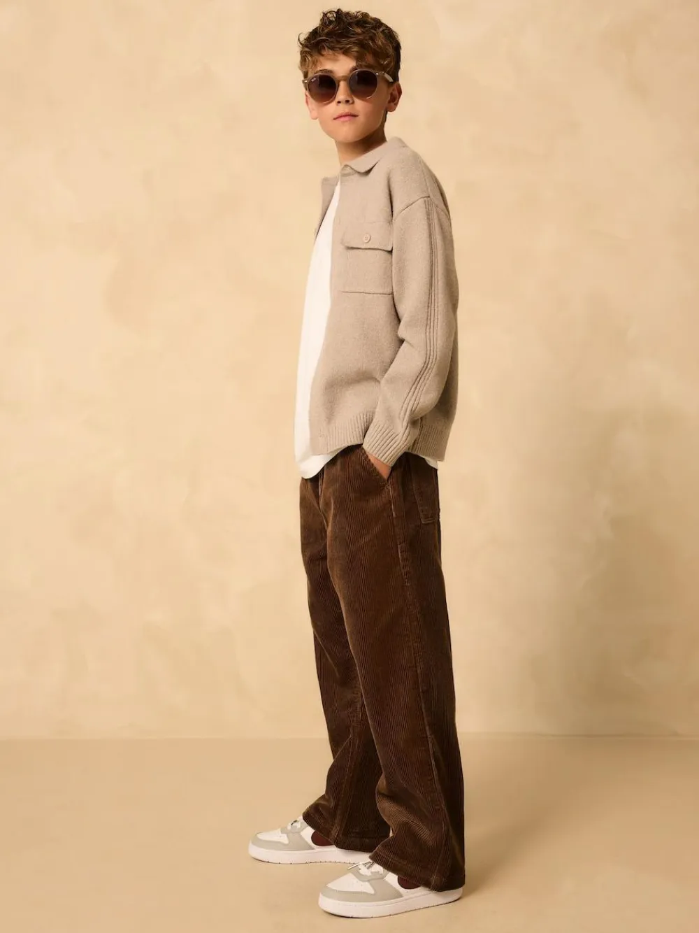 Online Next Wide Fit Corduroy Pull On Trousers (3-16yrs) Brown