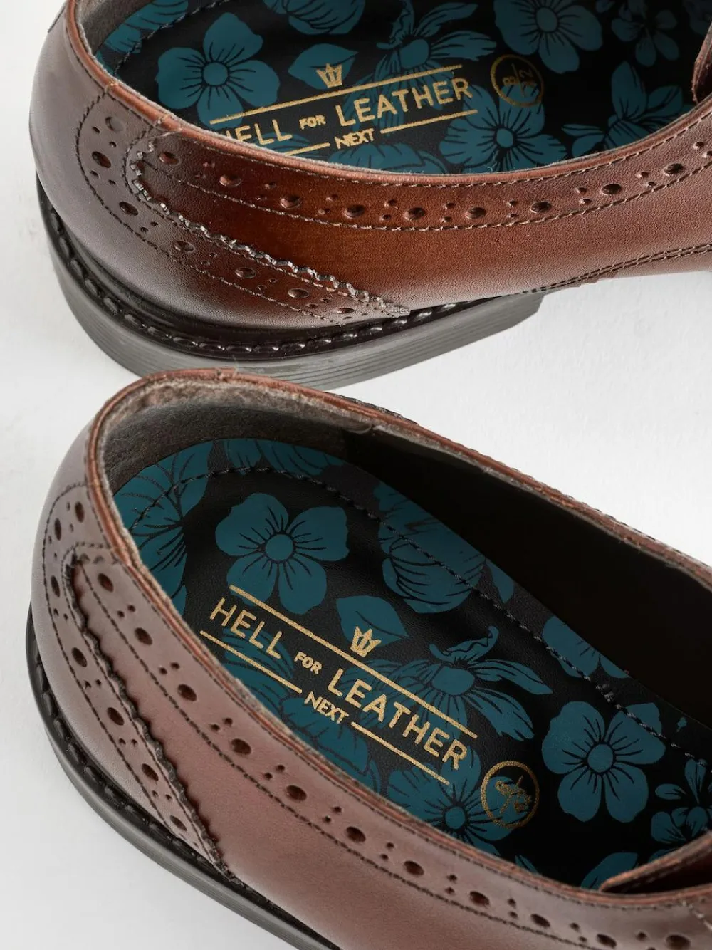 New Next Wide Fit Leather Derby Brogues Brown